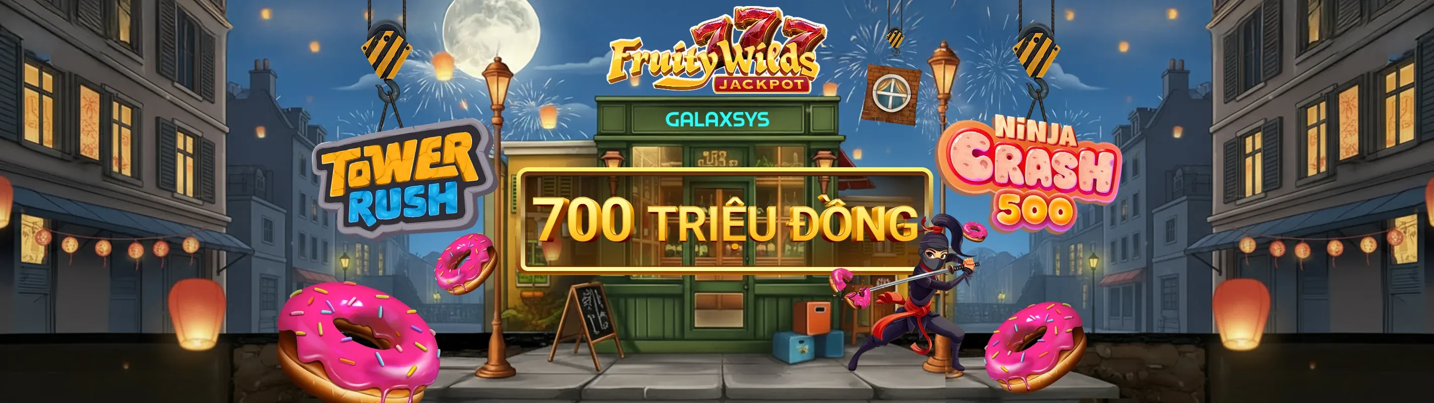 Banner quảng cáo nhà cái F8BE với các trò chơi cá cược sôi động